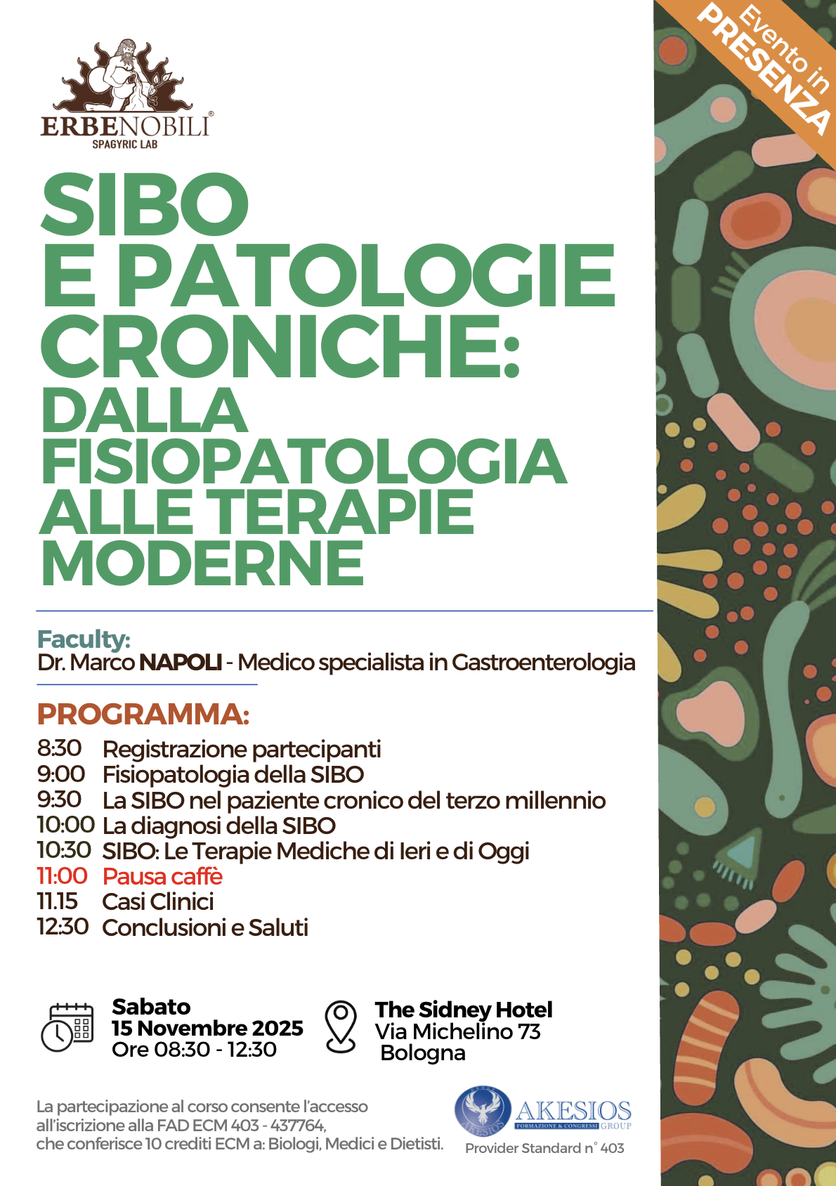 BOLOGNA - SIBO E PATOLOGIE CRONICHE: DALLA FISIOPATOLOGIA ALLE TERAPIE MODERNE