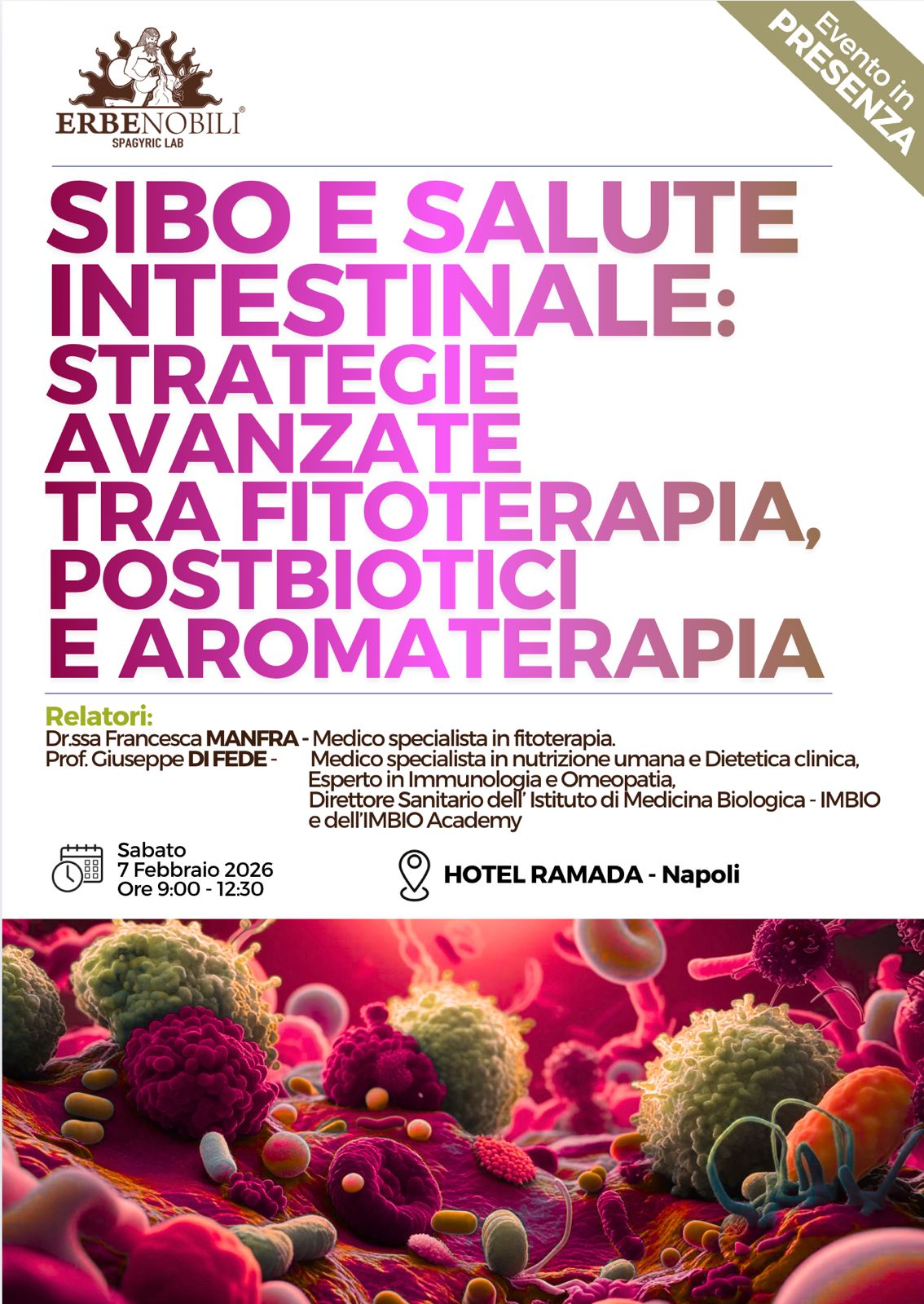 NAPOLI: SIBO E SALUTE INTESTINALE: STRATEGIE AVANZATE TRA FITOTERAPIA, POSTBIOTICI E AROMATERAPIA